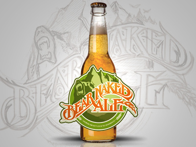 Bear Naked Ale ale bar bear beer bottle crafted drawn hand label letters logo logotype martin mountain naked paper pen pub schmetzer sketch typography