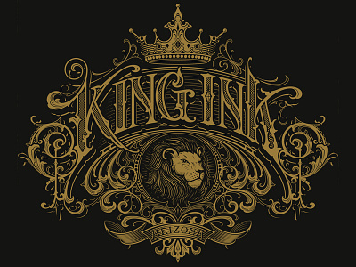 King Ink vector crown hand ink king lettering lion schmetzer vector