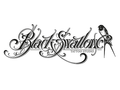 Black Swallow - horizontal bird black hand lettering schmetzer swallow typography vector