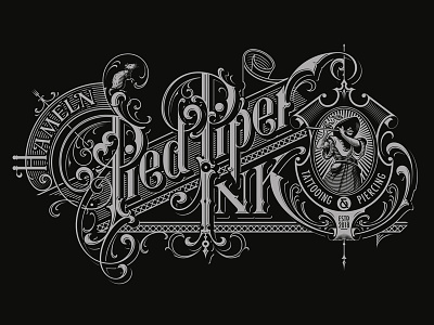 Pied Piper vector etch hand illustration lettering logotype pied piper rat schmetzer studio type vector