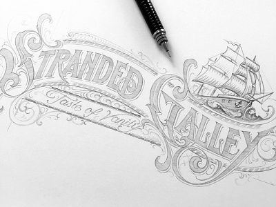 Stranded Galley lettering logotype pencil schmetzer sketch typography