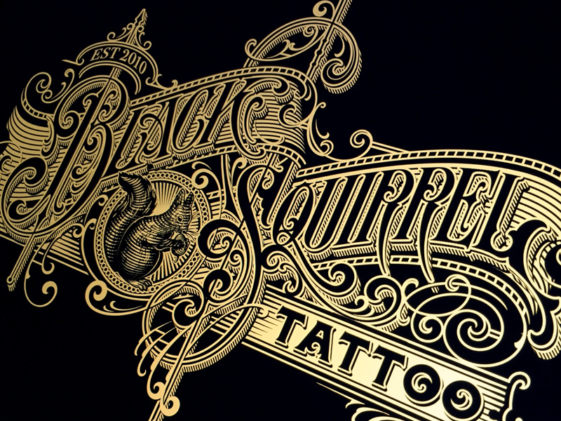 BS vector squirrel black vector logotype lettering hand typography schmetzer