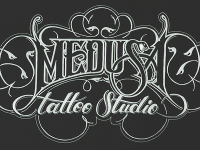 Medusa Scan drawn hand letters logotype medusa pen scan schmetzer sketch snake snakes studio tattoo typography