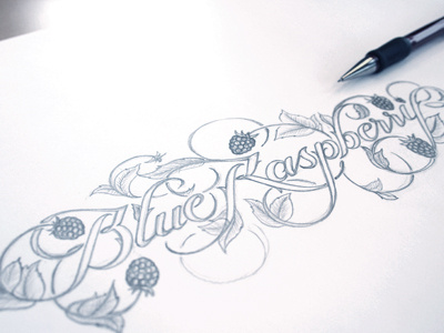 Rasp blue drawing lettering pencil raspberry schmetzer sketch typography