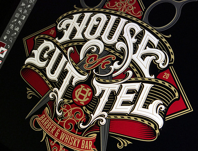 House of Cut Tel barber hand lettering logo logotype schmetzer vector