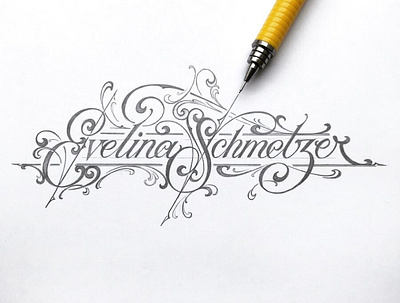 Evelina hand lettering pencil schmetzer sketch typography
