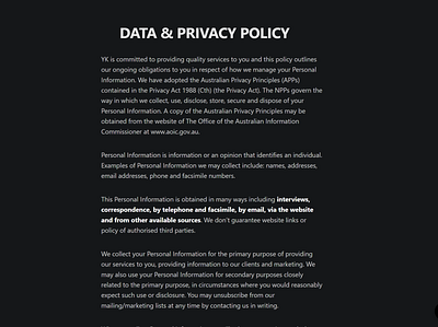 Data & privacy policy