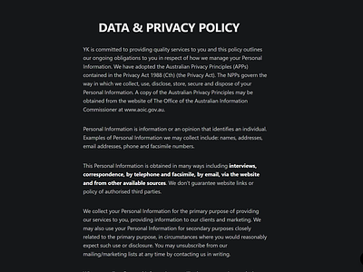 Data & privacy policy