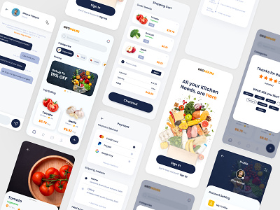 Grohouse - Grocery App app branding delivery design food app graphic design grocery grocery app ui