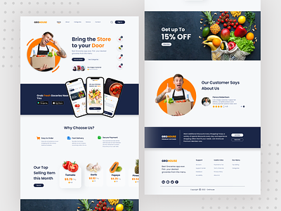 Grohouse - Grocery Full Page branding delivery desktop version food app full landing page graphic design grocery grocery app landing page landing page delivery ui