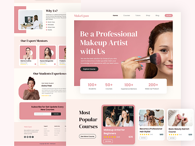 MakeUpan - Make Up Class Landing Page branding cosmethic cosmetic education graphic design landing page makeup ui web web design