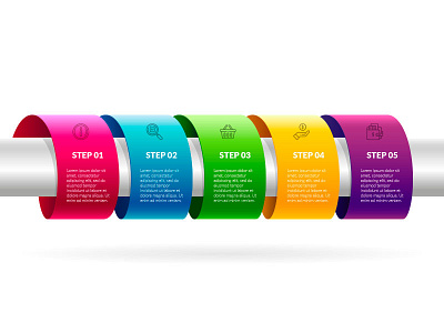 Timeline infographic color design icons illustration infography line steps vector