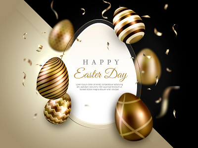 Golden Easter Day design easter eggs golden illustration vector