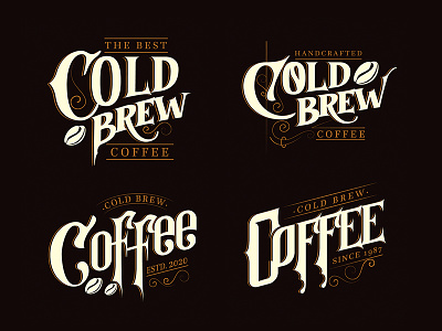 Cold brew coffee logos branding calligraphy coffee coldbrew design illustration illustrator lettering logo typography vector