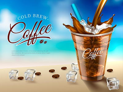 Cold brew coffee ad branding coffee design free icecube illustration illustrator logo realism typography vector vectorart