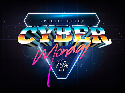 Cyber Monday 80s calligraphy cyber monday design download free gradients illustration logo typography vector