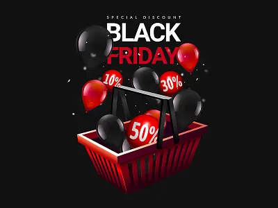 Black Friday ballons basket blackfriday design freepik illustration illustrator offers realism vector vectorart