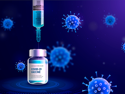Realistic coronavirus vaccine blue covid-19 design freepik illustration syringe vaccine vector