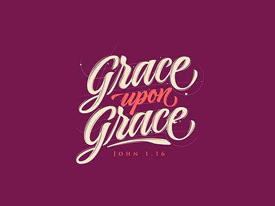 Grace Upon Grace calligraphy gothic lettering line pen typography