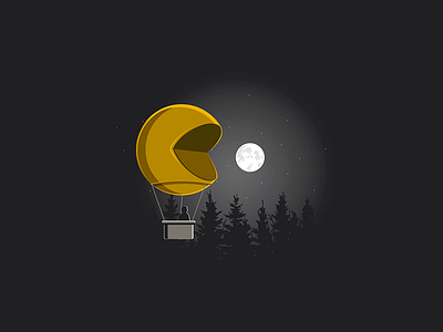 Pacmoon color draw funnyart illustration pacman vector