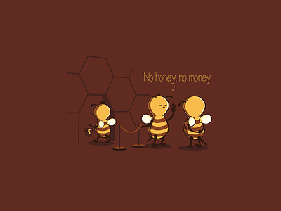 No honey, no money! bee color draw funnyart illustration vector