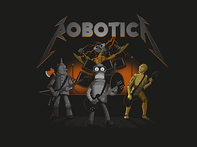 Robotica color draw funnyart illustration metallica robotica vector