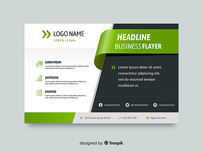 Business Flyer branding business design flyer freepik green logo template vector