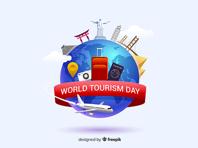 World Tourism Day design flying illustration tourism typography vector world