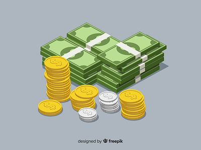 Isometric money art cash coin design illustration isometric money vector