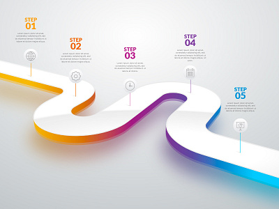 Timeline Infographic color design gradient illustration infographic information design steps vector