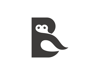 RB Owl logo design in negative spacing style