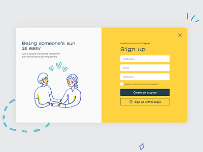 Daily UI 001 – Sign Up Form challenge dailyui data design form interface signup ui ux uxui uxuidesogn webdesign yellow