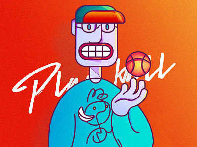 Play Ball art ball character colors design dribbble face man vector