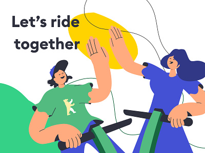 Let's Ride Together branding fun illustration ride scooter vector