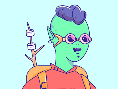Alen the alien character face graphic design illustration nft vector