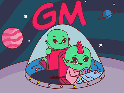 GM from Metaverse Invaders alien character cute design gm illustration invaders metaverse
