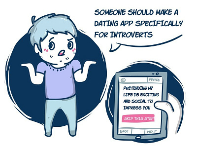 Introvert app boring cartoon comic introvert