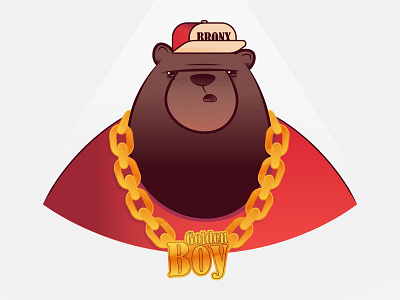 Golden bear boy bronx brooklyn character golden hiphop illustration rapp urban