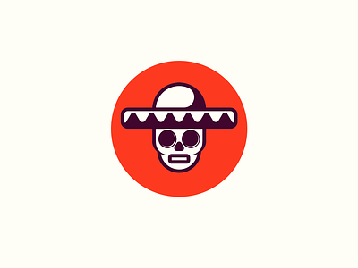 Skull Fiesta design dot face fiesta fun hat head illustration man minimal red skull