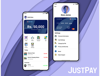 JustPay-Payment App app beginner branding design icon illustration logo ui ux vector