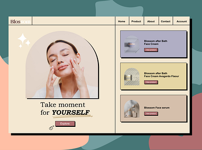 Blossom -Skincare brand web ui design concept. Brutalism beginner branding brutalism design illustration minimalistic practice skin care ui ux vector website ui