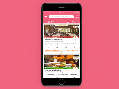 Search a Bar bar app card view clean colourful ios restaurant app