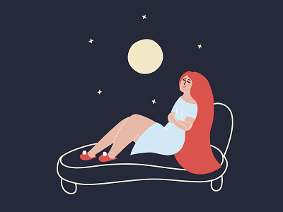 Dreaming girl design graphic design healthy illustration moon night vector