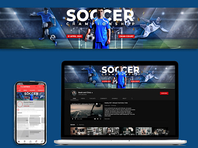 Sports Soccer or Football YouTube Banner and cover Design