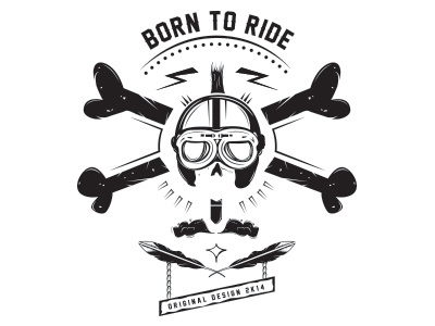 Born to ride and black helmet illustration motor white