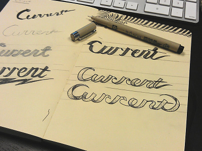 Current caligraphy current drawing stippling typography