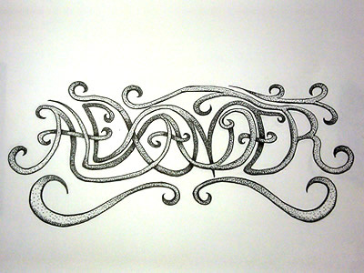 WIP Alexander drawn hand script typography