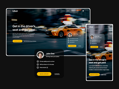 Uber - Fun Hero Section design minimal modern ui ux web website