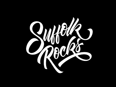 Suffolk rocks calligraphy handdrawn retro typography vintage