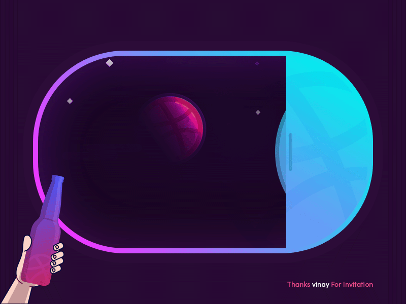 Hello Dribbble ! first shot hello illustration pink space stars